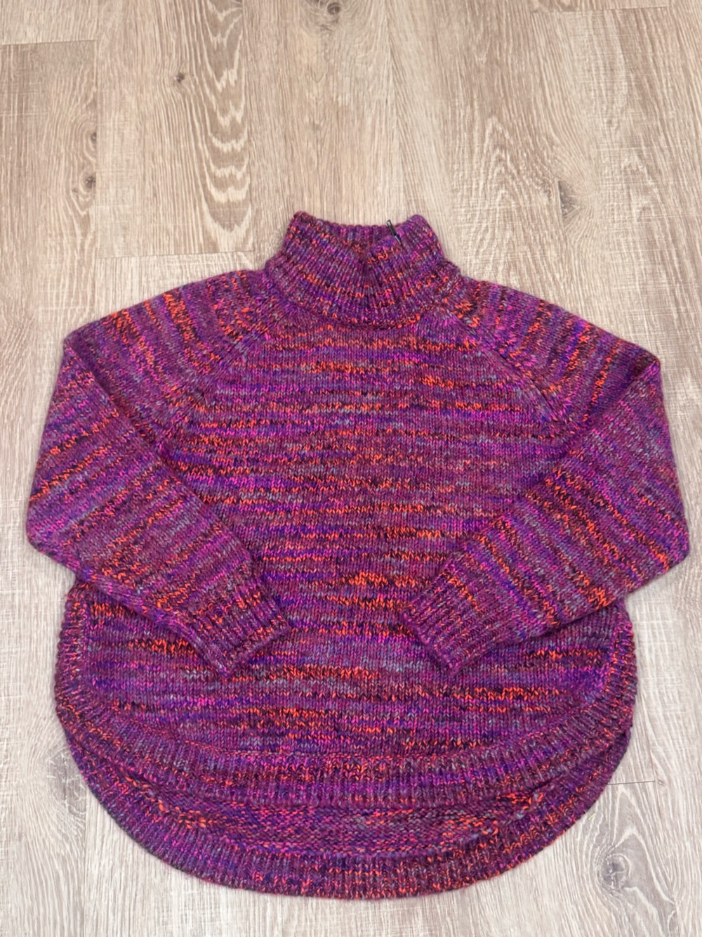 Madewell Purple Orange Multicolor Knit Funnel Neck Sweater M Zip Collar